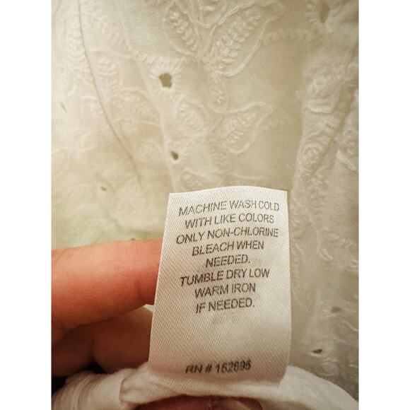 SLATE & WILLOW White Lace Eyelet Sleeveless 100% Cotton Midi Dress Size Medium - Picture 14 of 16